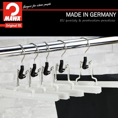 Mawa Space-Saving With Rotating Hook Holds Pants, Skirts, & Shorts, Style M/26, White, 5 Count