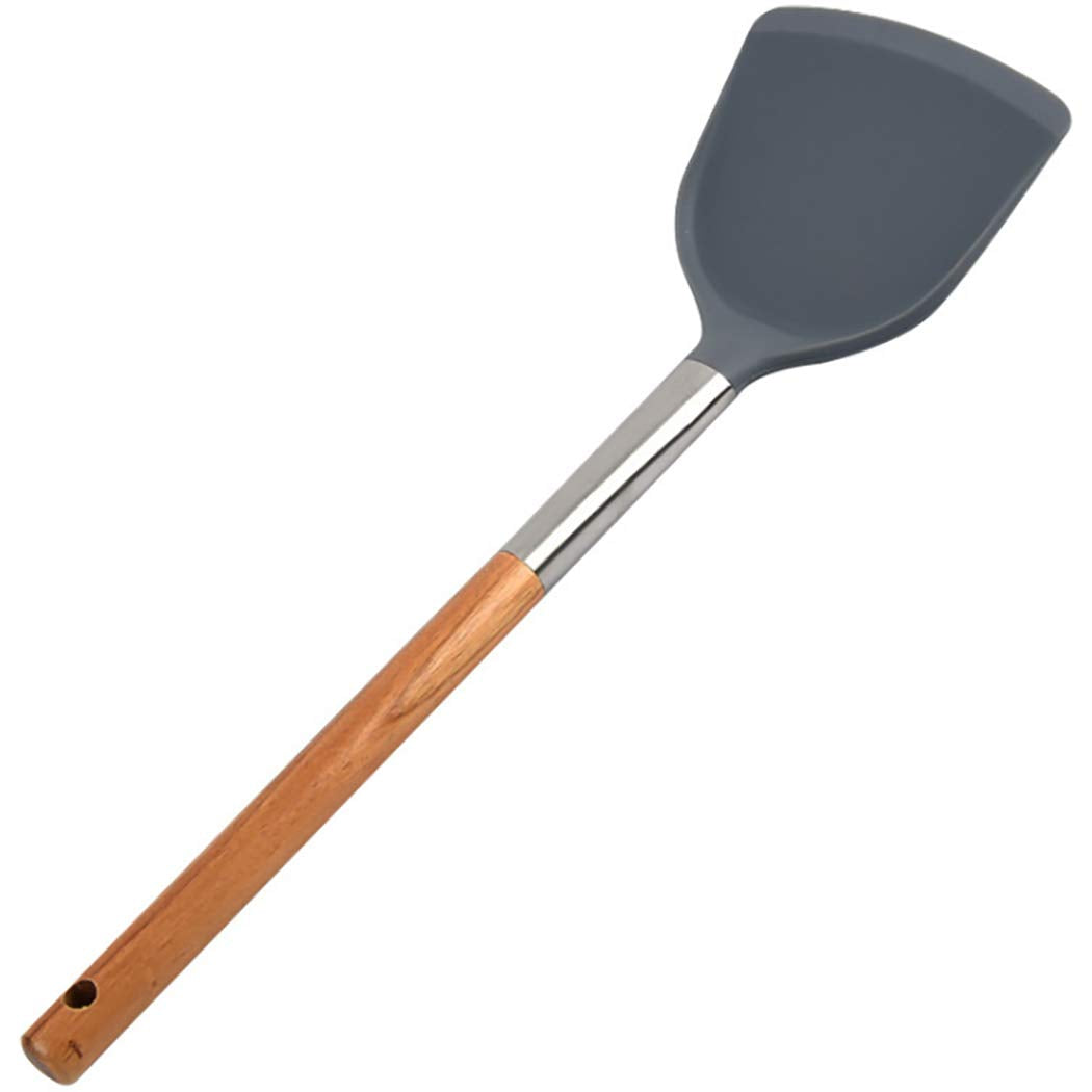 Goeielewe Silicone Shovel Non-Stick Pan Spatula Cooking Shovel With Long Wood Handle, Heat-Resistant Turner Kitchen Utensils - 1