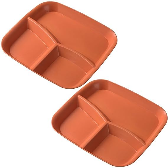 Vortipu Microwave Safe Wheat Straw Divided Dinner Plates Reusable Portion Plates With 3 Deep Compartments,Dishwasher Friendly,I