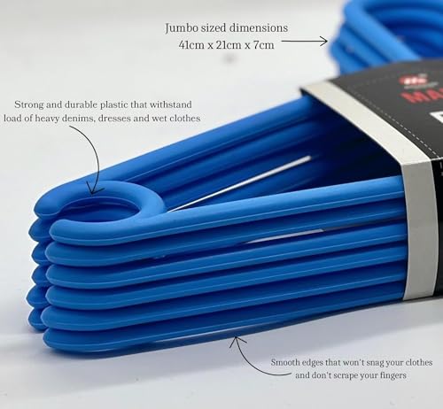Mahaware Sturdy Polypropylene Hanger, Pack of 12,Blue l Cloth Hanger l Dress Hangers l Hanger for Clothes Hanging