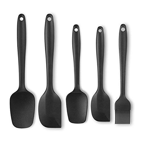 Rabbonix 5 Piece Kitchen Tool Silicone Spoonula, Spatula And Basting Brush, Heat Resistant And NonStick Cookware Cooking Utensi
