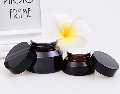 15G Gram 15Ml(0.5 Oz) Amber Glass Empty Refillable Inclined Shoulder Cosmetic Jars Empty Face Cream Lotion Lip Balm Storage Cont
