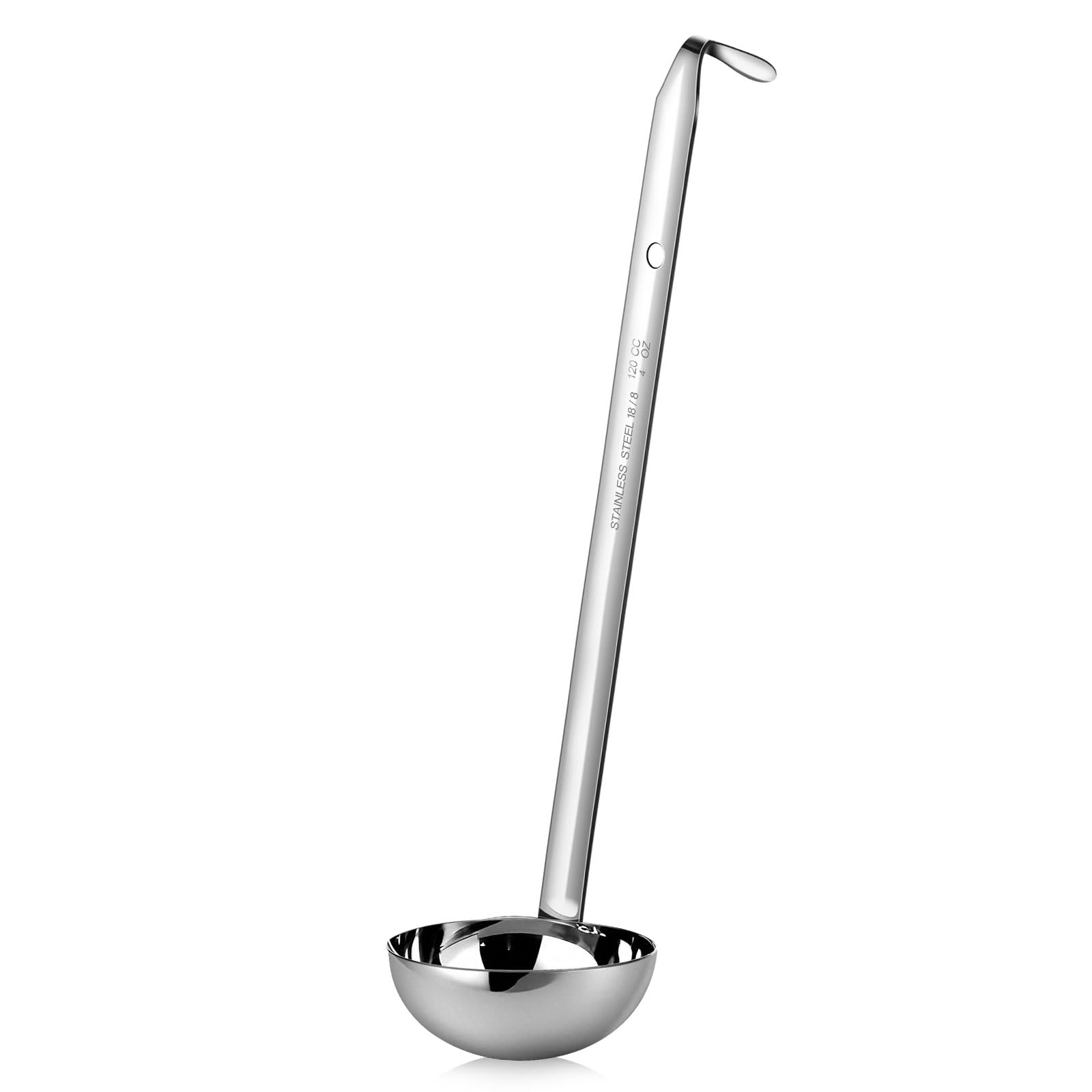 meekoo 1 Pieces Stainless Steel Ladle Soup Handle Ladle with Pouring Rim for Kitchen Cooking Soup Sauce (4 oz)