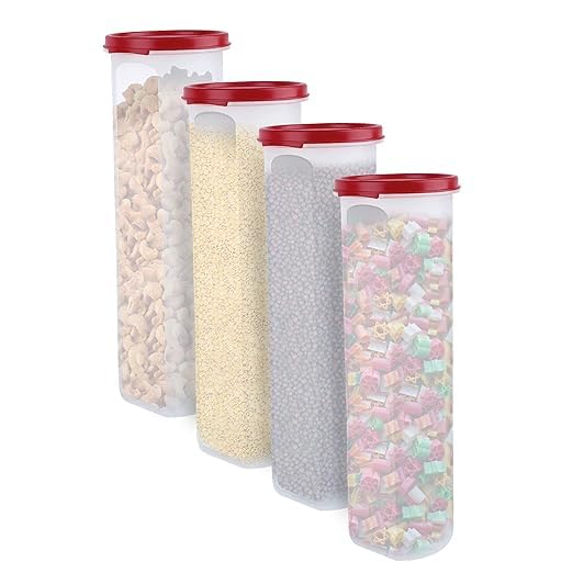 Simparte Smart Slim Storage Airtight & Leak Resistant Plastic Round Modular Container  For Pasta, Juice, Snacks, Cookies, Wafer