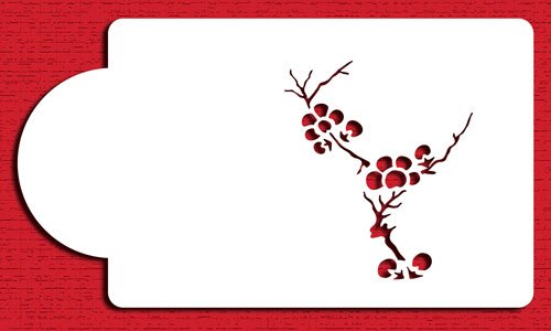 Designer Stencils Blooming Cherry Tree Tier 1 Cake Stencil, Beige/Semi-Transparent