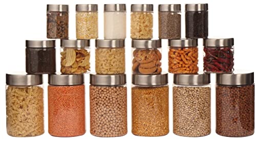 Pearlpet Plus Range Plastic Storage Containers For Kitchen | Airtight | Steel Cap Jar Set Of 18 Food Grade Boxes For Storing | B