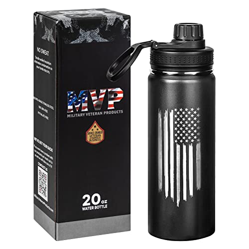 20Oz American Flag Water Bottle - Usa Double Wall Vacuum Insulated Stainless Steel Great For Pt And Outdoor Sports Like Hiking C