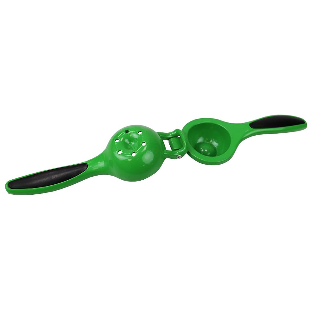 Heavy-Duty Enamel Coated Steel Lime Squeezer With Grip Handle In Vibrant Green By Home Basics | Quick And Easy Citrus Juice Extr