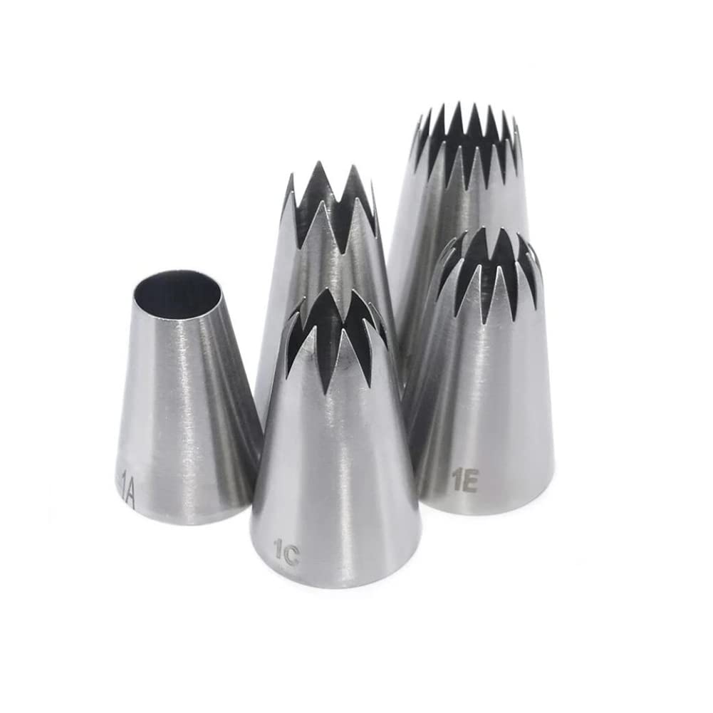 Bmaacye Piping Tips Set - Large Pastry Decorating Nozzles for Cakes, Cupcakes, and Cookies, Type C (1A, 1C, 1E, 356