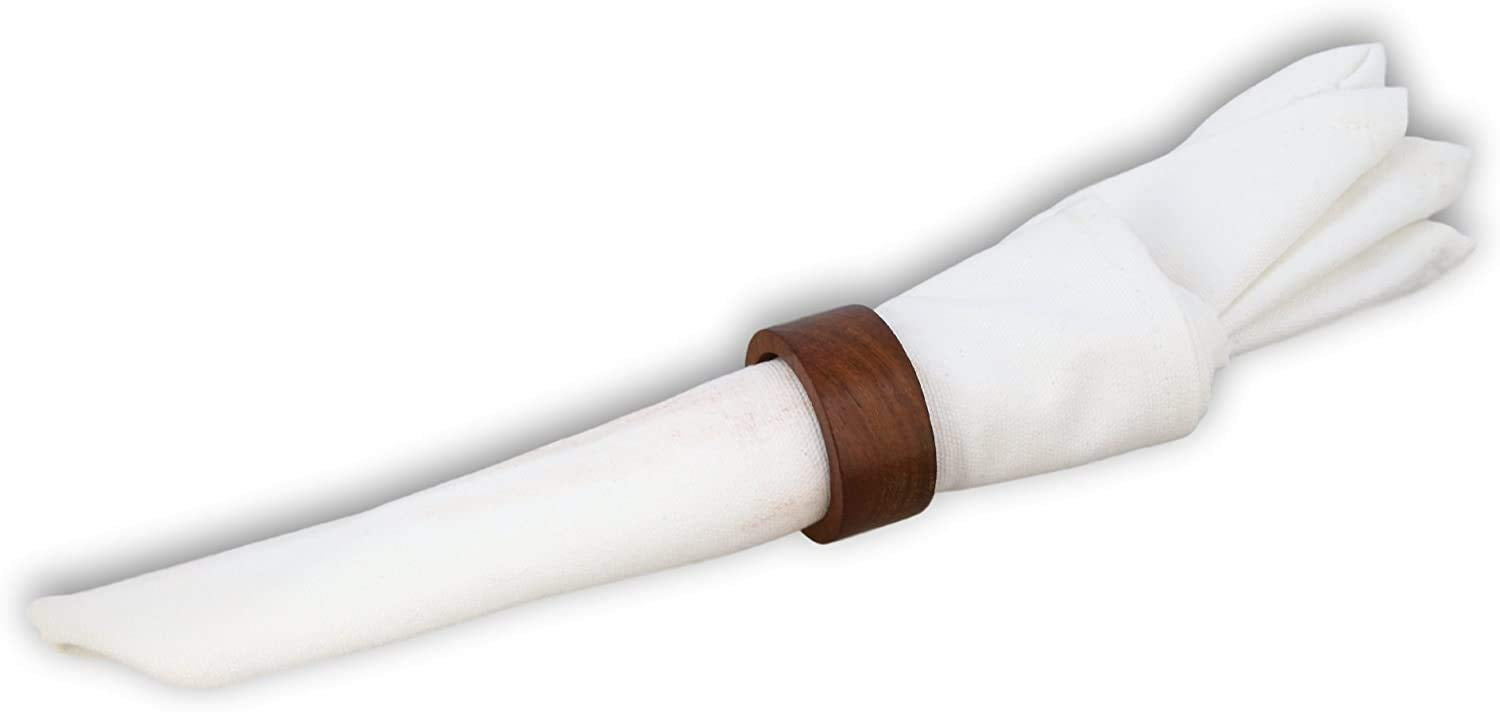 Ajuny Handcrafted Wooden Round Napkin Ring Sleek Plain Decorative 1.5 Inch Napkin Holders For Table D  Cor Dinner Wedding Party