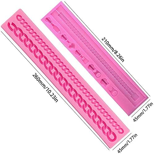 2 Pcs Zipper Chain Silicone Molds For Diy Fondant Candy Making Chocolate Mold Desserts Ice Cube Gum Clay Biscuit Plaster Resin C