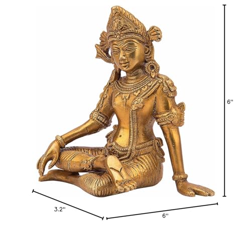 Kartique Indra Dev Sitting Murti | Gold Finish 6 Inch Vastu Decor For Home | Mandir Showpiece For Housewarming Gift | Indra Dev