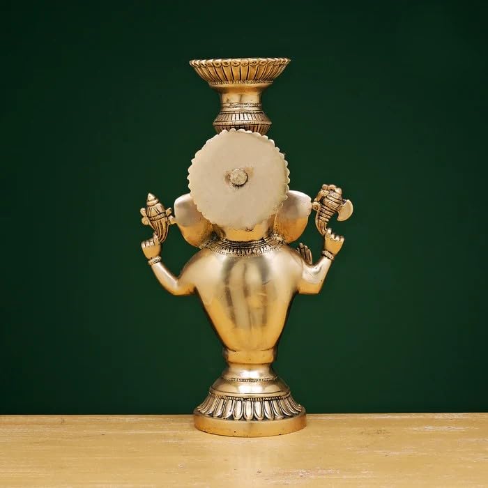 Brass Ganesha Candle Stand Big Brass Ganesha Idol, Ganesh Statue For Religious Home Office Decor, Candle Ganesh Idol.