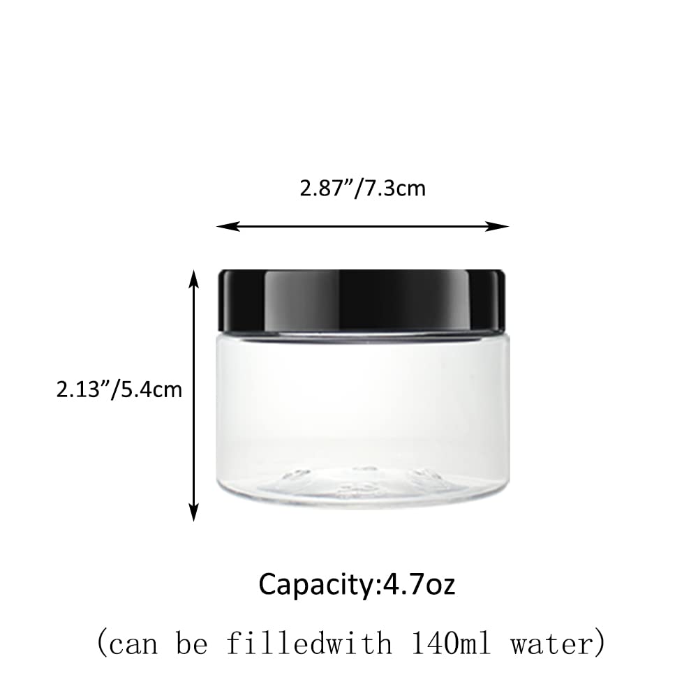 20 Pack 4 Oz Clear Plastic Slime Jars With Lids, A Spatula, A Pen &Labels - Refillable Low Profile Containers/Storage Favor Jars