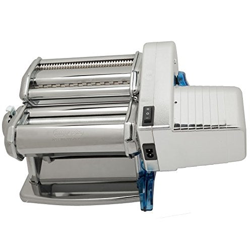 Imperia Pasta Machine & Motor 152 - Dual Speed, Double Cutter, Stainless Steel, Pappardelle Attachment, Silver
