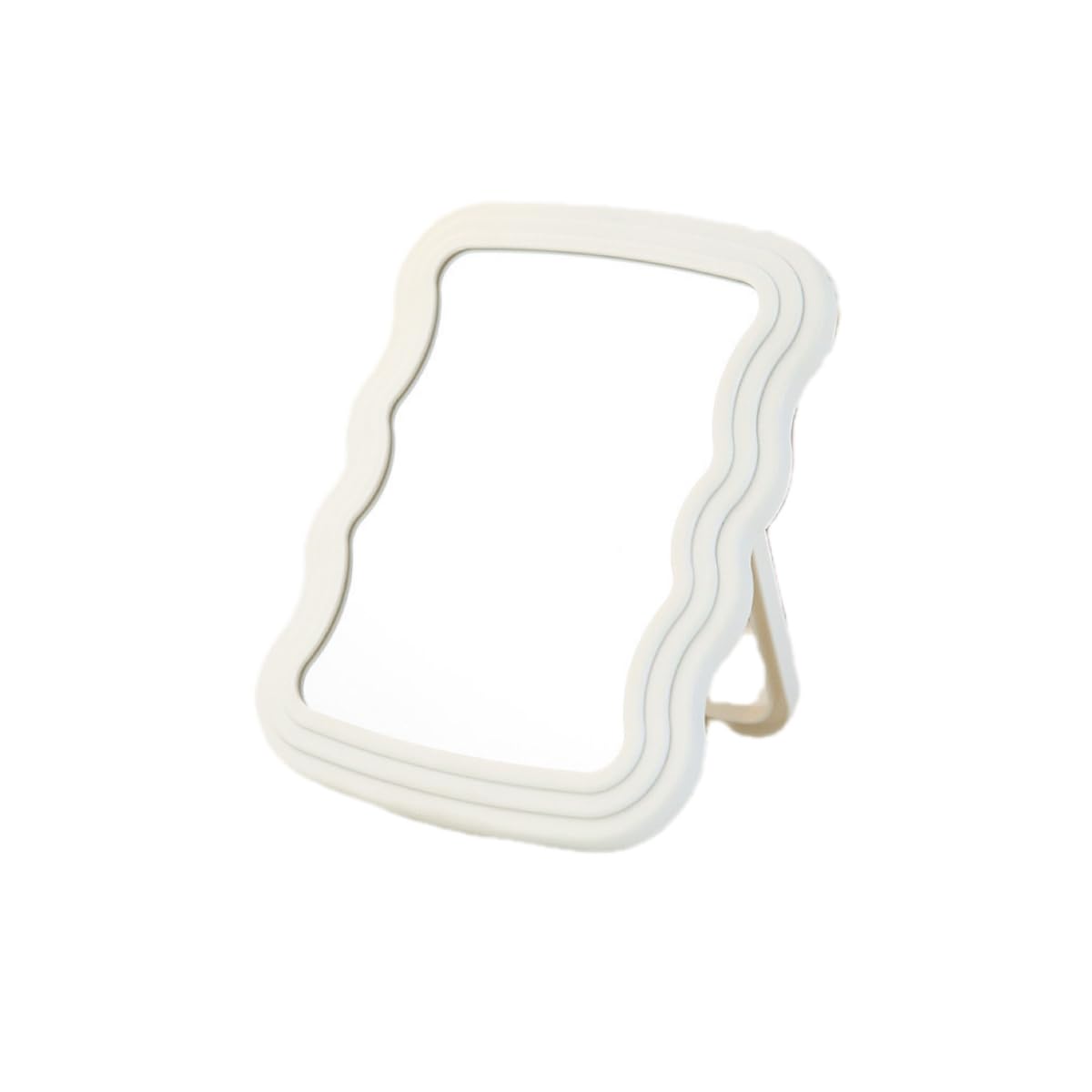 Kzhuim White Wave Foldable Makeup Mirror - Minimalist Desktop Vanity Mirror, Modern Decor For Any Space, Bathroom, Bedroom, Offi