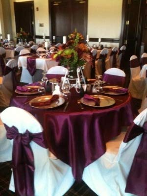 Obstal 50 PCS Burgundy Satin Chair Sashes Bows for Wedding Reception- Universal Chair Cover Back Tie Supplies for Banquet, Party