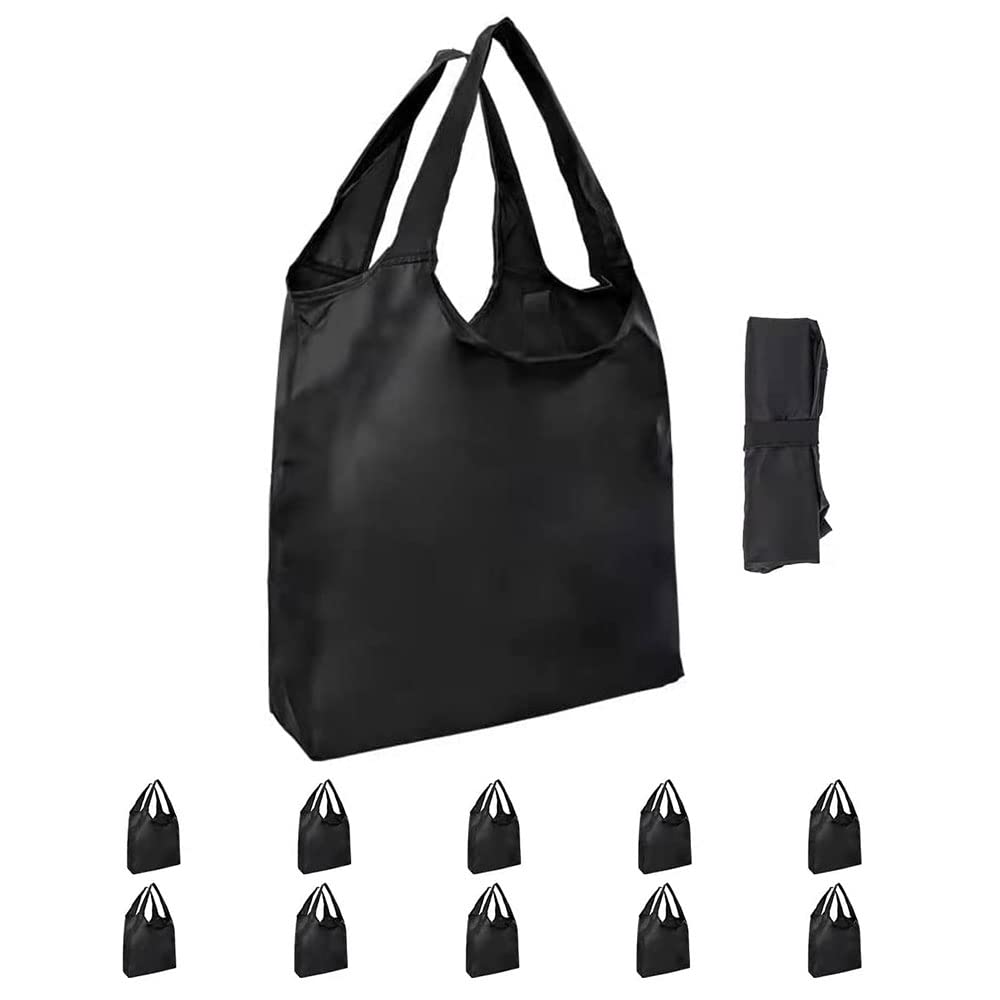 10 Pack Durable Folding Large Kitchen Reusable Shopping Bags With Handles Bulk, Aricsen Recycle Foldable Grocery Heavy Duty Wash