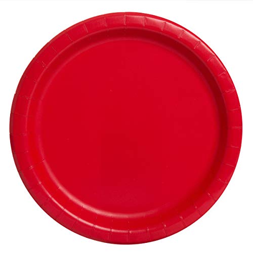 Ruby Red Solid Round Dessert Paper Plates - 7'' (Pack Of 20) - Vibrant Party Plates For Appetizing Treats - Perfect For Birthday