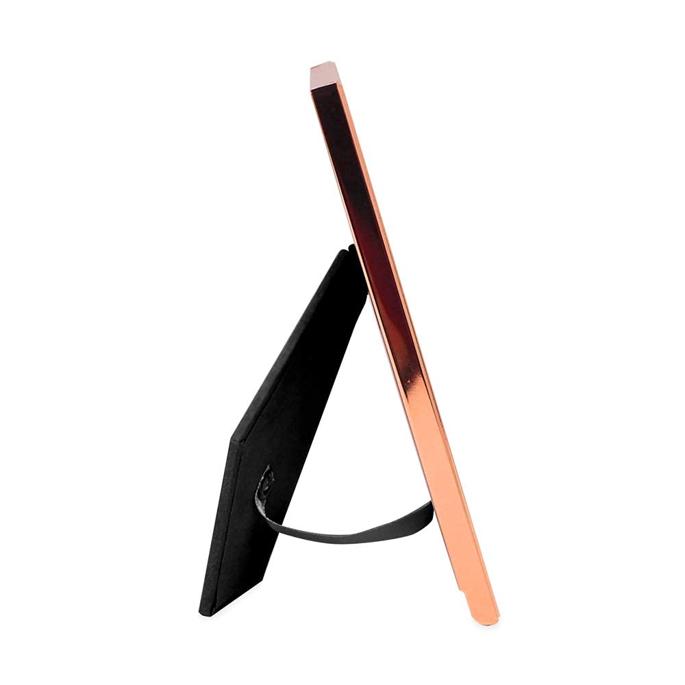 Laura Ashley 5x7 White Enamel Picture Frame, Rose Gold Metal Edge with Easel, for Countertop, Counterspace, Tabletop Display, Bo