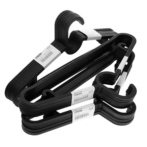 Ikea Spruttig Lightweight Plastic Hangers, Set Of 30 - Black