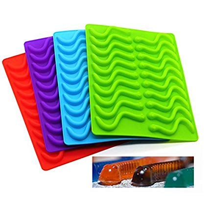 Mydio 20 Cavity Gummy Worm Silicone Molds With 1 Dropper,Bpa Free,For Diy Candy,Cake D  Cor, Halloween Gummi Chocolate,Jelly Cho