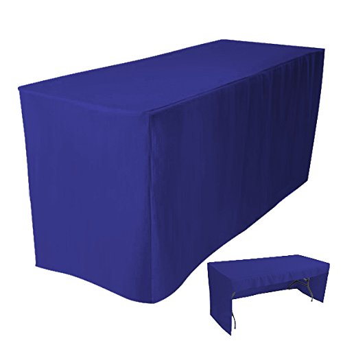 4Less 6' Fitted Tablecloth Table Cover Trade Show Event Open Back Side - 3 Sided Royal Blue