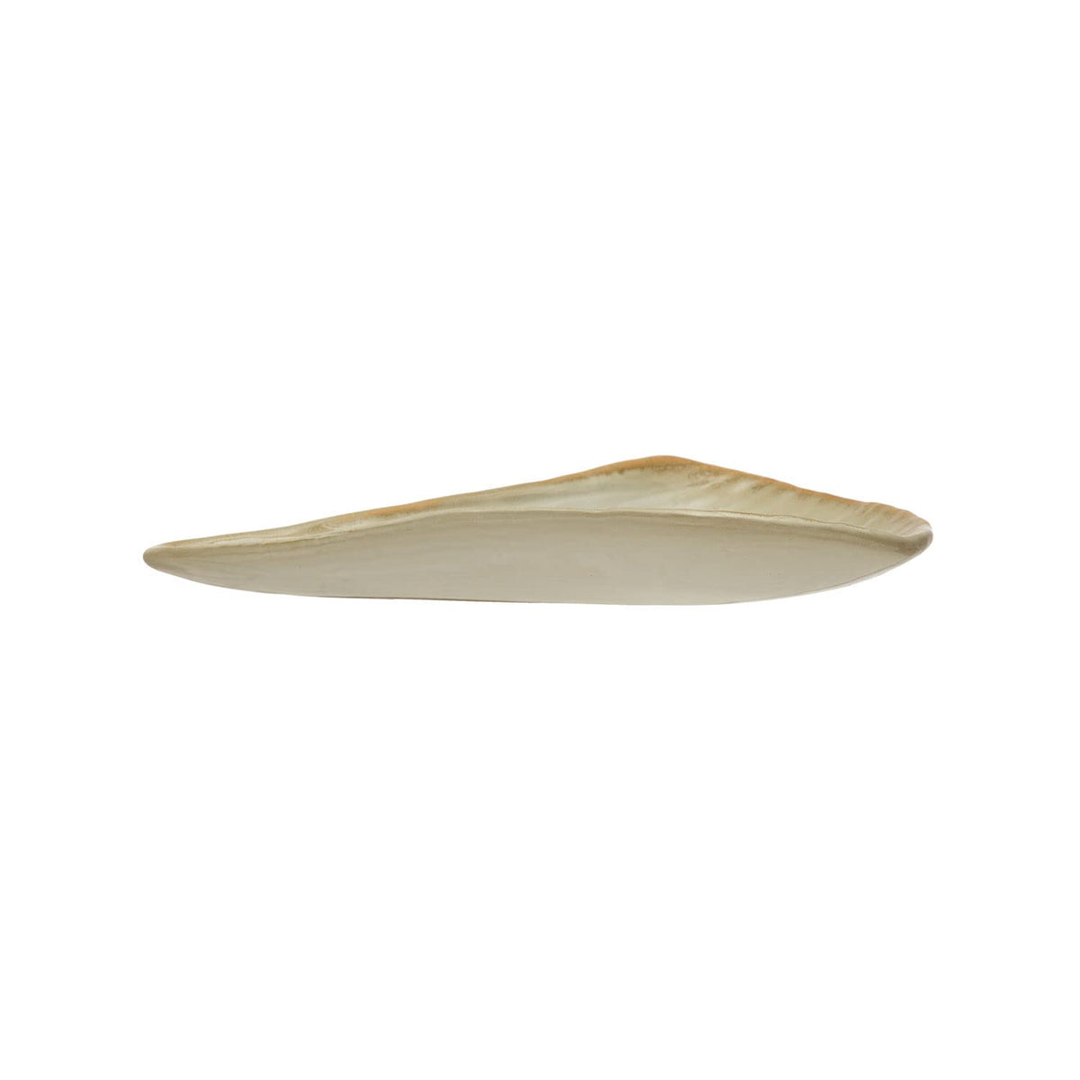 Bloomingville Stoneware Pleated, Reactive Glaze, Cream Color (Each One Will Vary) Plate, 11''L X 6''W X 2''H, White