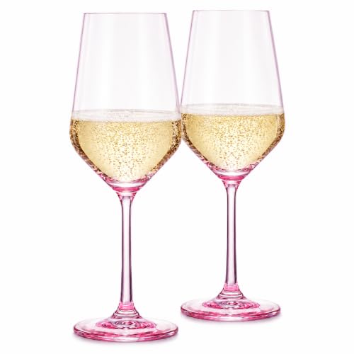Monet Stemmed Wine Glassware, Magenta, Set of 2