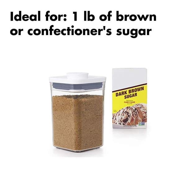 Oxo Good Grips Pop Container - Airtight Food Storage - Small Square Short 1.1 Qt Ideal For 1 Lb Of Brown Sugar Or Confectioner'S