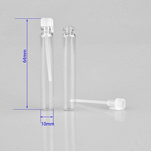 Enslz 3Ml 100Pcs Mini Sample Cute Glass Travel Oil Perfume Bottle With Drop& Spray Empty Sample Bottle For Essential Oils Aromat