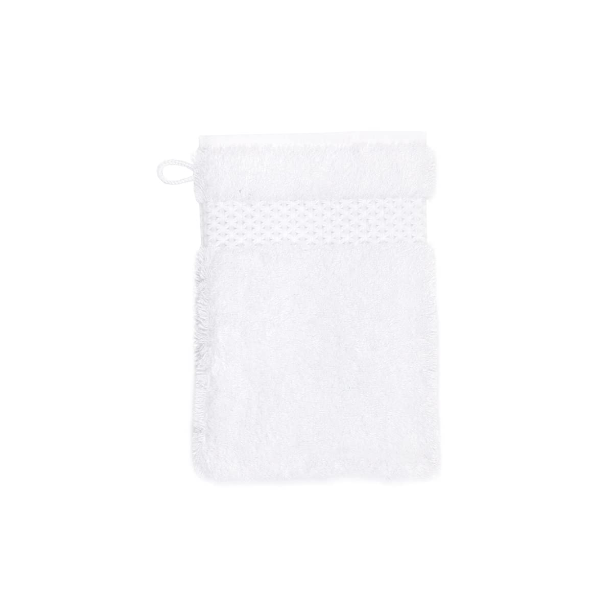 Yves Delorme Etoile Blanc Bath Mitt | 100% Organic Cotton | Luxury Towel From Turkey