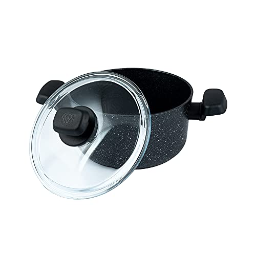 Korkmaz Ornella 3Qt Aluminum Sauce Pan With Cover, Black