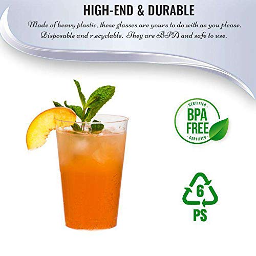 Kaya Clear Round Plastic Cups (10 Oz.) - Pack Of 25 - Premium Quality & Sturdy Plastic - Perfect For Parties, Gatherings & Theme