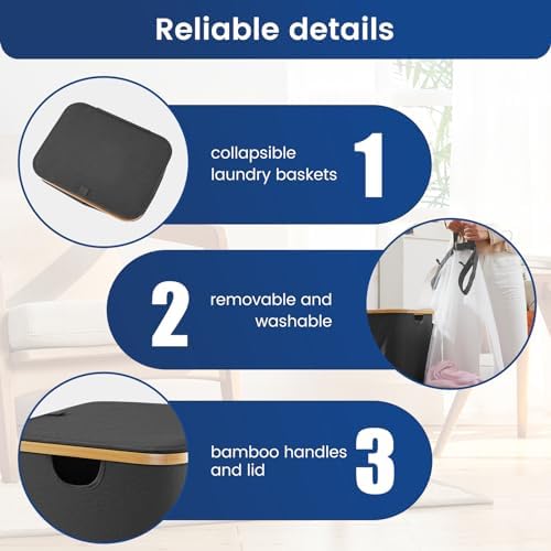 Bathola Laundry Basket With Lid, 120L Clothes Hamper For Laundry Basket, Laundry Hamper Organizer For Bedroom, Laundry Room, Dir