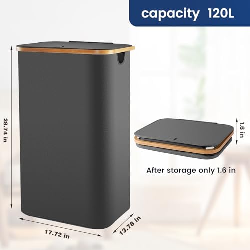 Bathola Laundry Basket With Lid, 120L Clothes Hamper For Laundry Basket, Laundry Hamper Organizer For Bedroom, Laundry Room, Dir