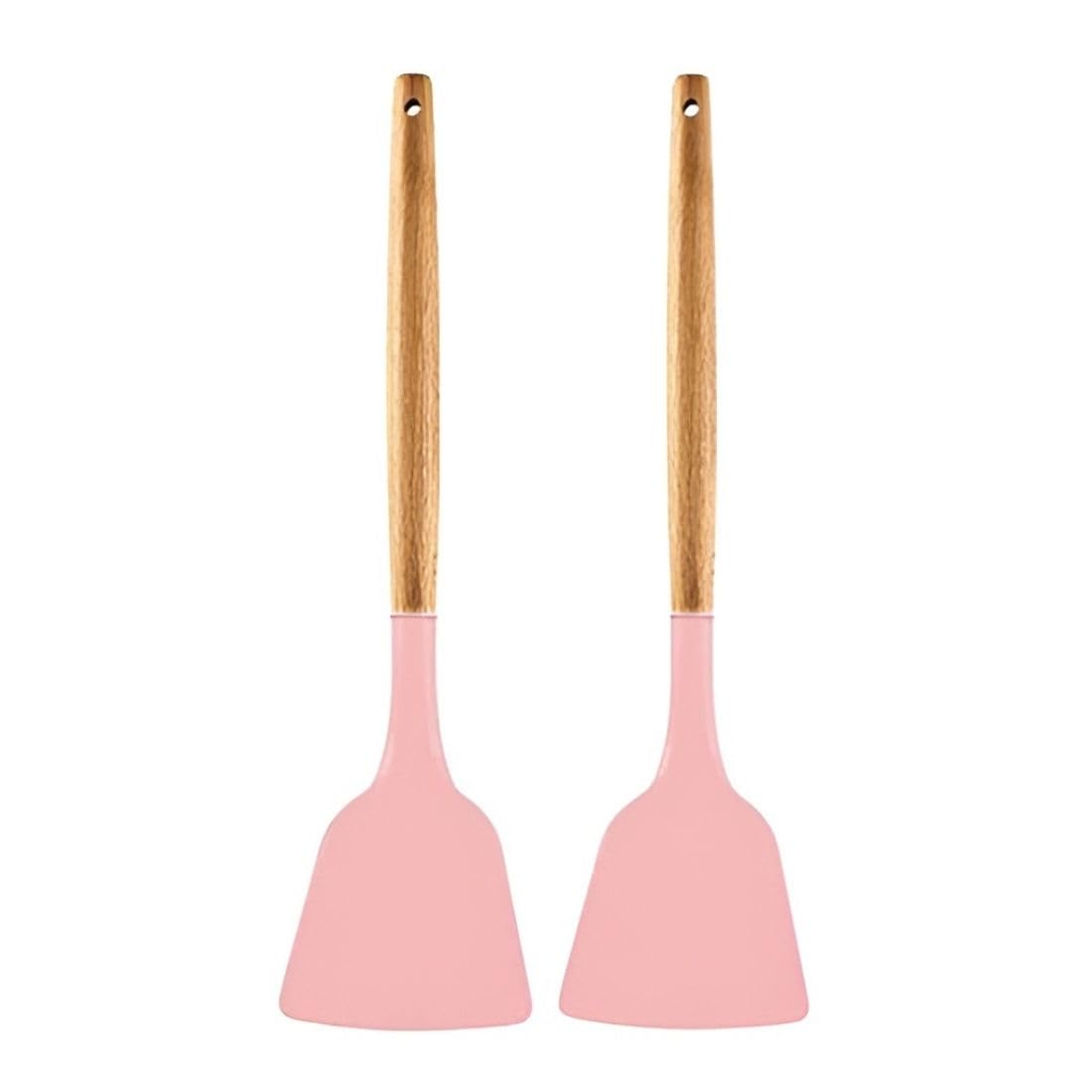 Besillia Silicone Slotted Turner Set, Silicone Turner Spatula With Wooden Handle, Heat Resistant Kitchen Spatula NonStick Kitch