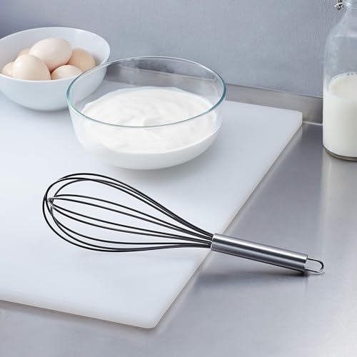 Amazon Basics Stainless Steel And Silicone Non-Stick Coated Whisk Set, 8'', 10'', And 12'', Pack Of 3, Black (Previously Amazonc