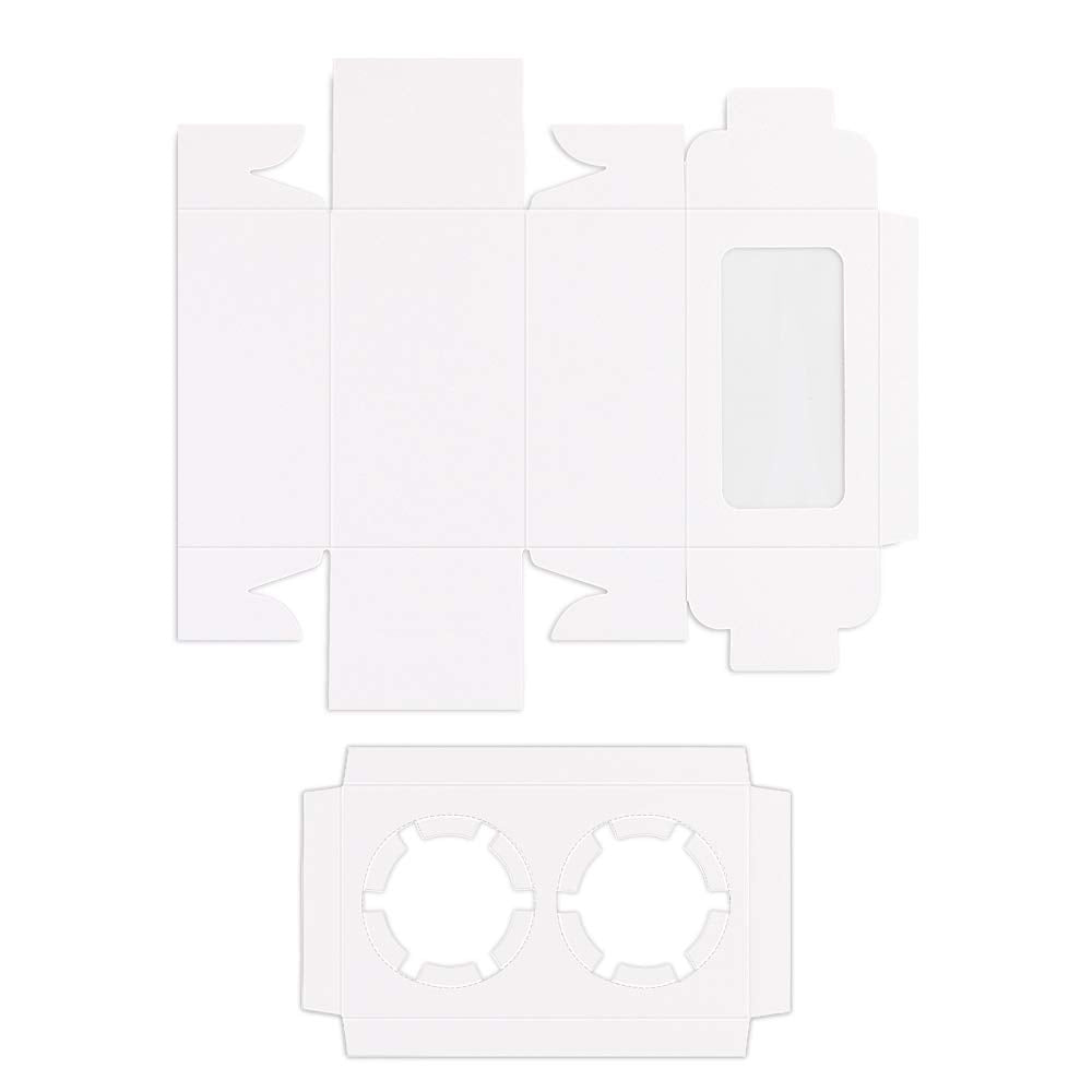 Pralb 50Pack White Paper Cupcake Boxes With Pvc Window And Two Treat Holder, Pastry And Cookie Box,Cupcake Containers Bakery Cak