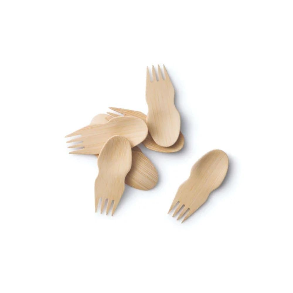 Bambu, Disposable Bamboo Sporks Set , 100% Organic Biodegradable Utensils For Any Occasion, Veneerware Party, Wedding, And Event