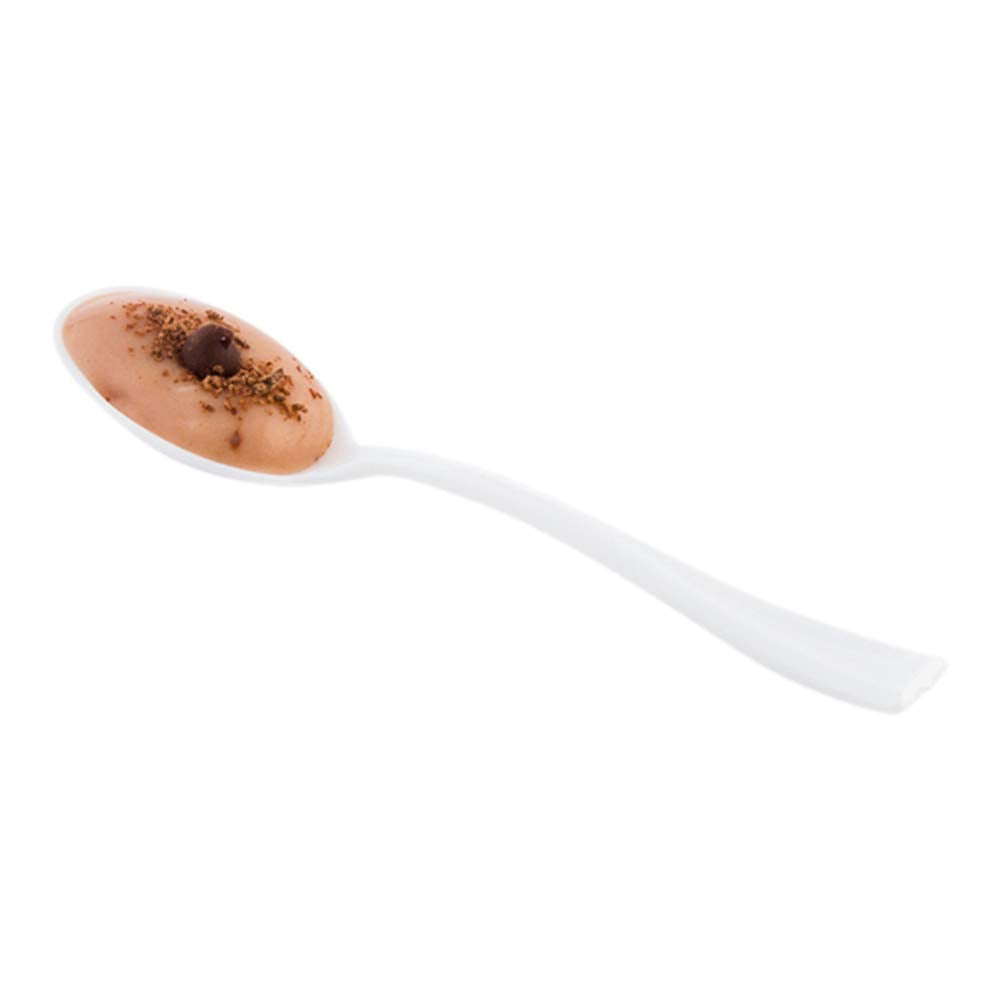 Restaurantware 4 Inch Mini Spoons 500 Disposable Tiny Spoons - Heavy-Duty Pair With Appetizers Or Desserts White Plastic Sample