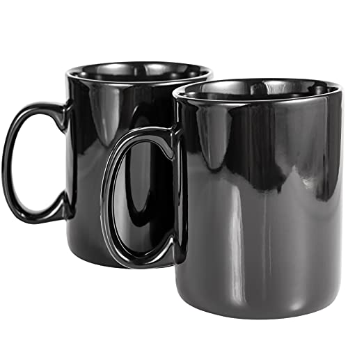 BYCNZB 30oz Super Large Ceramic Coffee Mugs Large Handles Set of 2 (black)