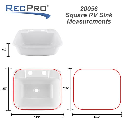 Recpro Rectangle Rv Bathroom Sink | Single Bowl Lavatory Sink | Camper Sink | Plastic (White)