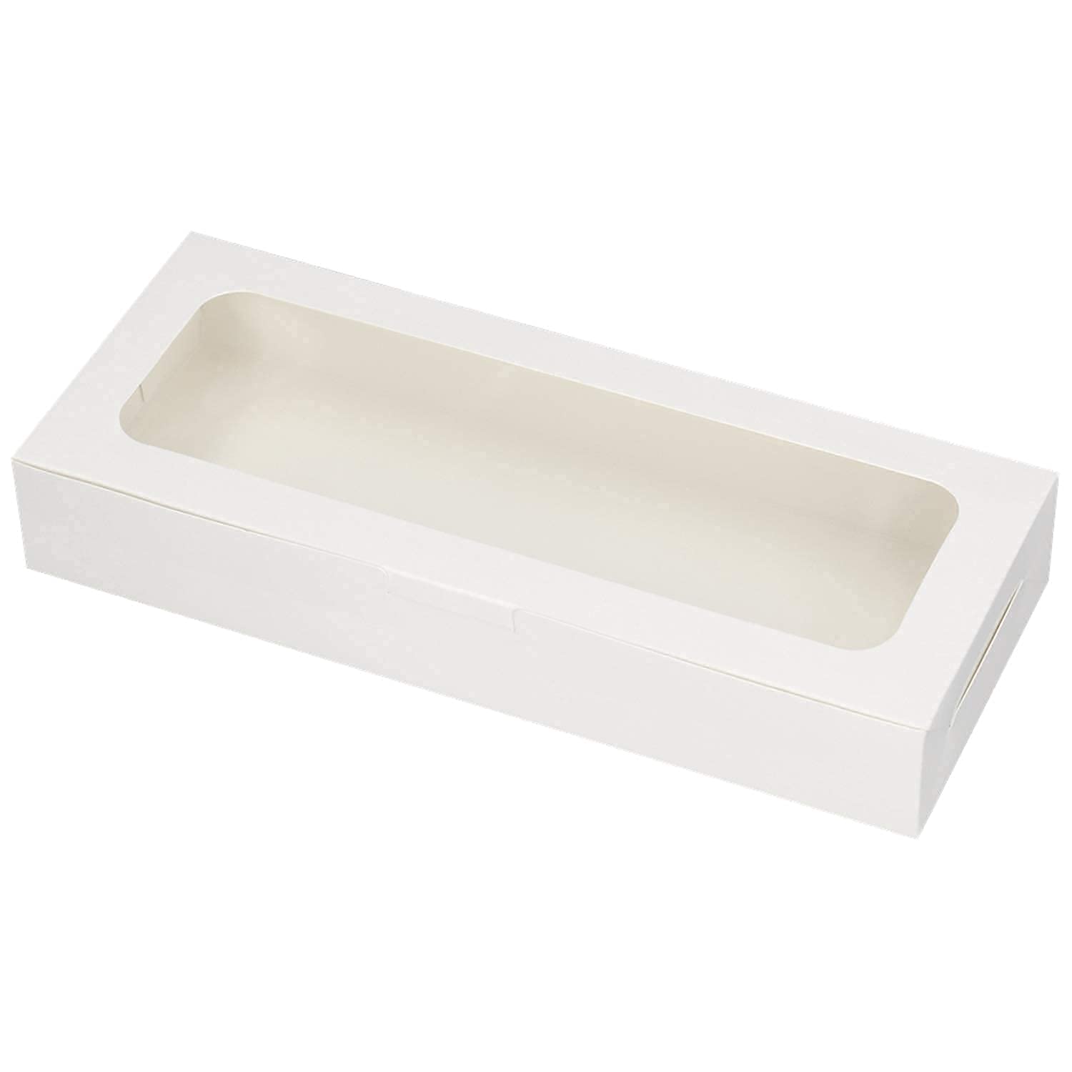 Makolo 20 Pack Bakery Boxes With Window Small 9.8X4X1.5 Inch For Sugar Cookie, Chocolate Covered Strawberry, Cake, Candy, Tart,