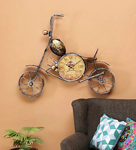 Kamdhenu Art And Craft Metal Abstract Wall Clock (38 X 5 X 42 Inches, Gold)