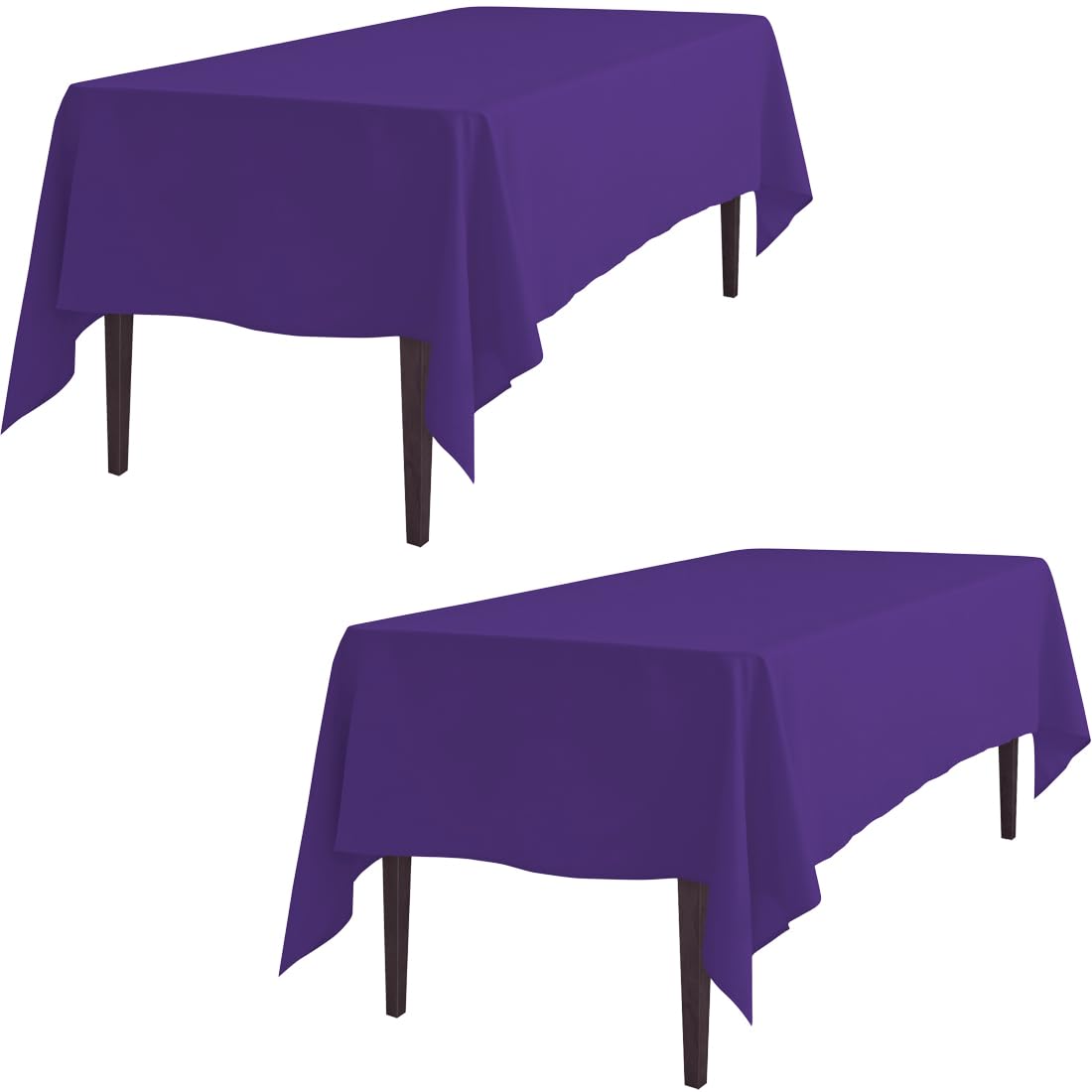 Ltc Linens 2 Pack Purple Rectangular Tablecloths 70 X 120 Inches For 6 Or 8 Feet Rectangle Banquet Tables With Half-Drop - Stain