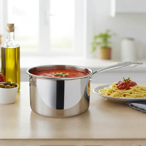 Trisara Triply Stainless Steel 16 Cm Deep Sauce Pan/Milk Pot | 2000 Ml | Ideal For Making Tea/Milk/Coffee | Induction Friendly |