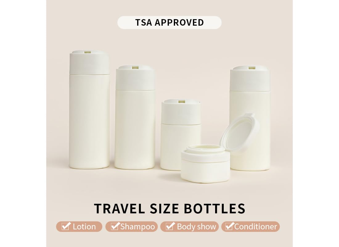 Sprigold 5 Pack Brief and Fashion Travel Bottles TSA Approved, BPA Free Travel Size Travel Containers Refillable Squeeze Bottles