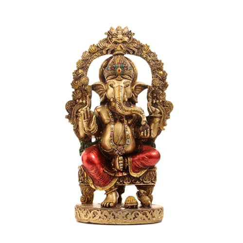 Sandeco Resin 10 Ganesh Mehrav Copper Finish Hindu God Statue Ganpati Ganesh Idol Figurine Decoration And Pooja Gifting Purpose