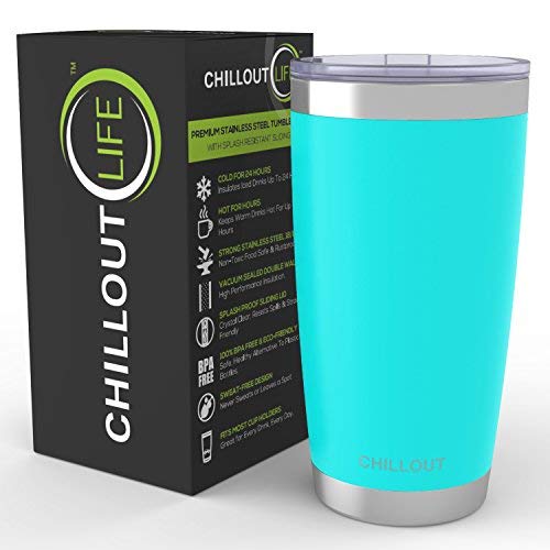 Chillout Life 20 Oz Stainless Steel Tumbler With Lid - Double Wall Vacuum Insulated Coffee Mug With Splash Proof Lid And Straw F